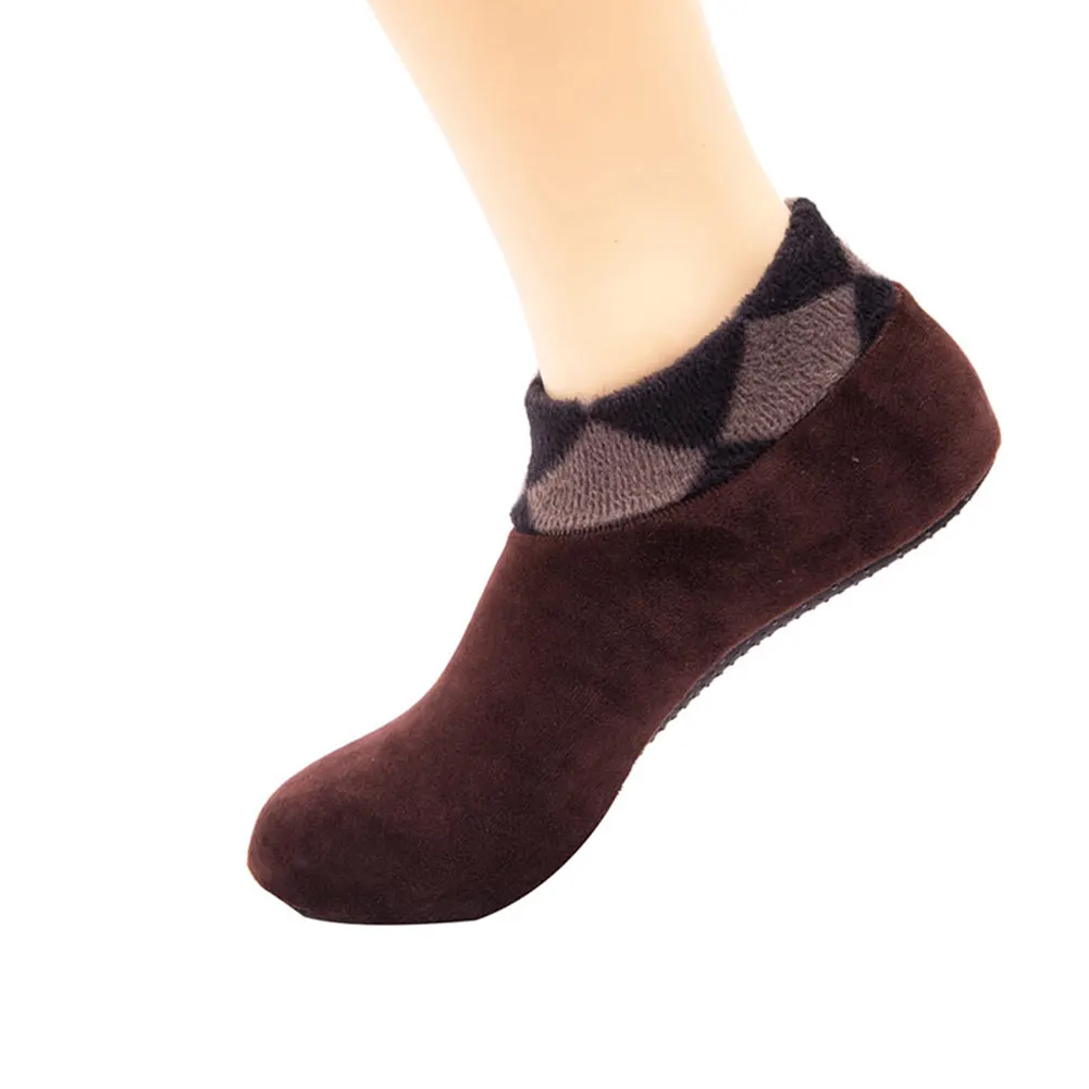 Теплые зимние носки для мужчин и женщин; нескользящие домашние мягкие Повседневные тапочки; чулочно-носочные изделия; XIN-Shipping - Цвет: Dark Coffee Male