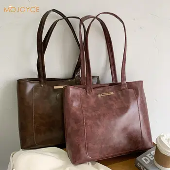 

Fashion Retro PU Leather Handbags for Women Solid Color Handbags Lady Large Capacity Shopping Totes Shoulder Bags