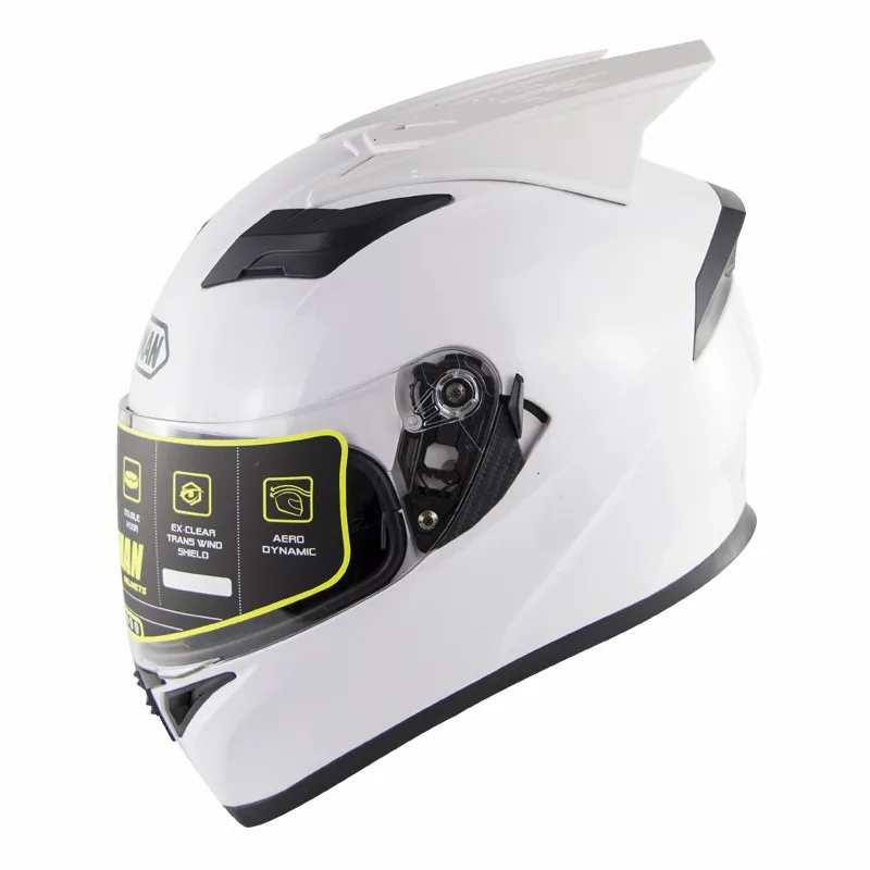 Casco moto ECE рожок для велосипеда двойные забрала cascos para moto rbike Велоспорт Шлем Capacete спойлер гоночный moto rcycle анфас шлем каска - Цвет: Pearl White