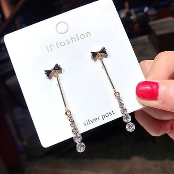 

Women's Fashion Earrings Bow Long Tassel Dangle Earrings Girl Simple Jewelry Accessories Earrings for Women