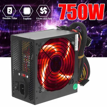 

Power Supply Max 750W PCI ATX SATA Silent Red LED Fan ATX 12V 24 Pin Power Supplies For PC AMD Computer Gaming Power Supply