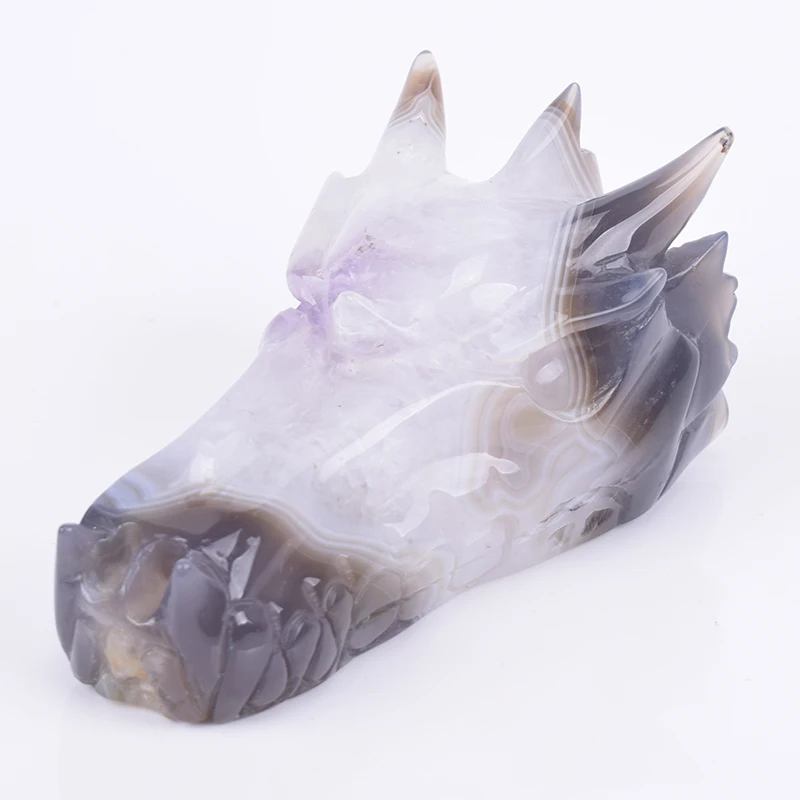 4,8 ''Geode бисер из драгоценного камня череп дракона фигурки натуральный кварцевый камень ремесла целебное Мини Череп антикварное украшение для дома