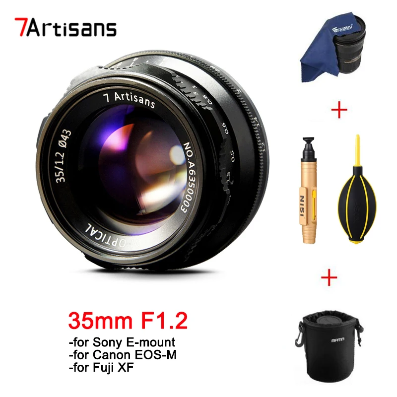 Основной объектив 7artisans 35 мм F1.2 ручная фокусировка для Canon Sony E mount Fuji XF зеркальных