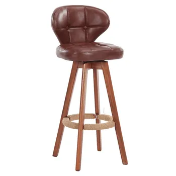 

Nordic rotating bar stool solid wood high retro chair back simple