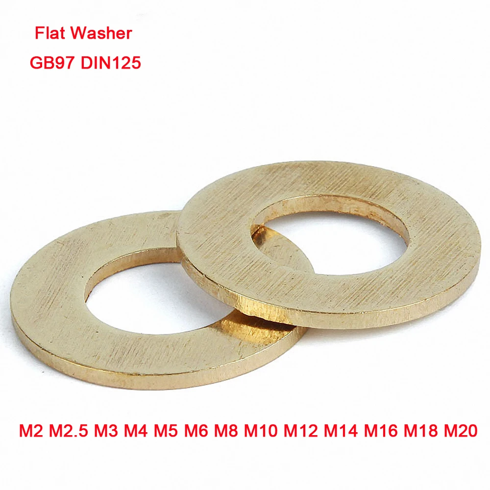 2-100pcs GB97 DIN125 Solid Brass Flat Washer Plain Gasket Pad Seal Ring M2 M2.5 M3 M4 M5 M6 M8 M10 M12 M14 M16 M18 M20 | Обустройство