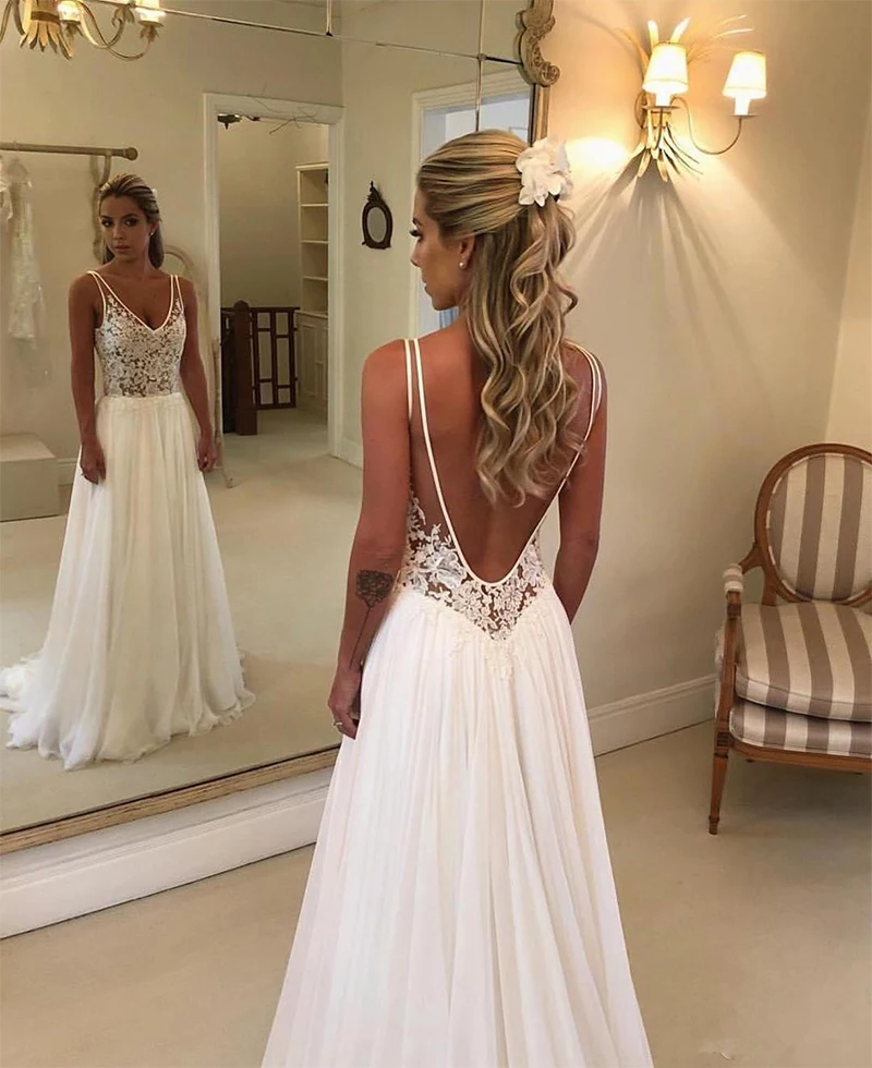 Robe-De-Mariee-Boho-Wedding-Dresses-V-Neck-Chiffon-Appliques-Vestido-De-Noiva-Bride-Dress-Long (1)