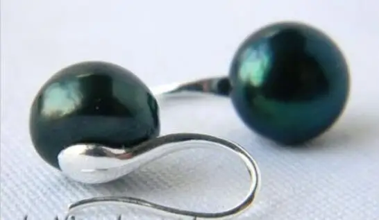 

11MM Flat Round Black Freshwater Pearl Dangle Earring