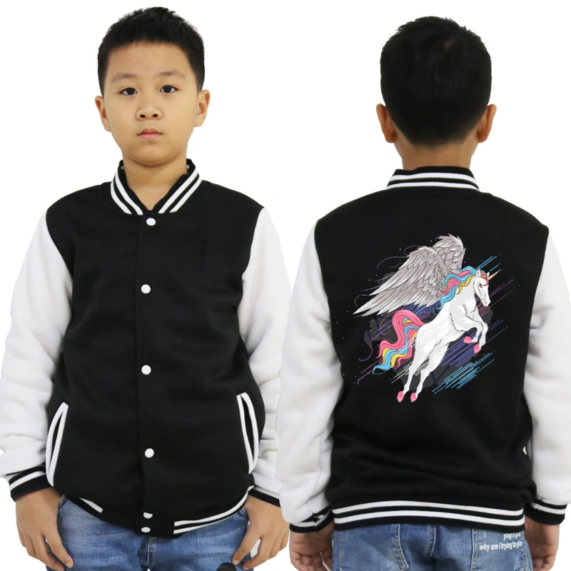 baseball jacket 11 Одежда для маленьких мальчиков и девочек с принтом единорога; детская бейсбольная куртка; модные толстовки; детские топы; сезон весна-осень; новое поступление - Цвет: baseball jacket 11