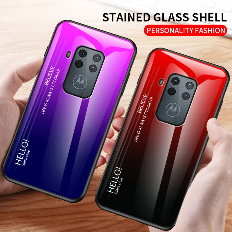 Colored Gradient Case For Motorola Moto G8 G5S G6 E5 Plus Latest Style Glass Shell Cover For Motorola G6 G8 E6 Play One Zoom G5S