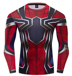 Человек-паук Expedition War 3D печатных Marvel футболка мужские футболки компрессионная футболка из полиэстера длинный рукав косплей костюм