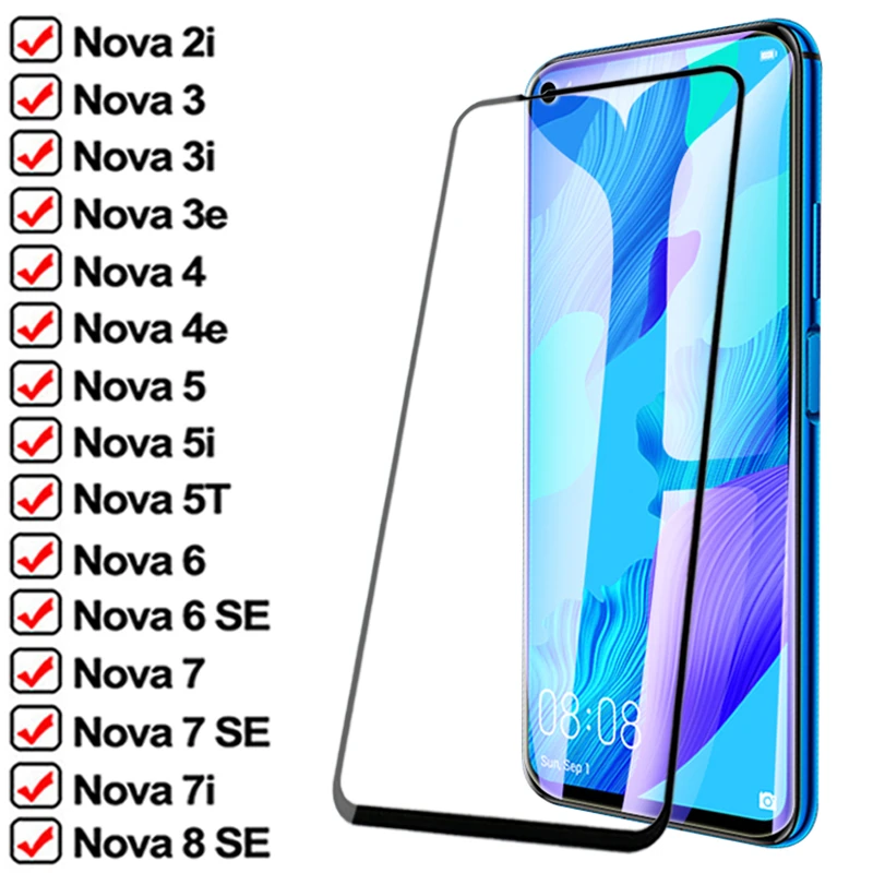 mobile protector 9D Full Tempered Glass For Huawei Nova 5T 4 5 Nova3 2i 3i 3e Nova4 4e Screen Protector Nova 6 7 8 SE Nova5 5i 7i Protective Film cell phone screen protector