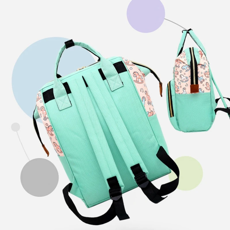 Fashion Cartoon Print Mummy Bag Large Capacity Waterproof Backpack Multi-function Travel Backpack #m