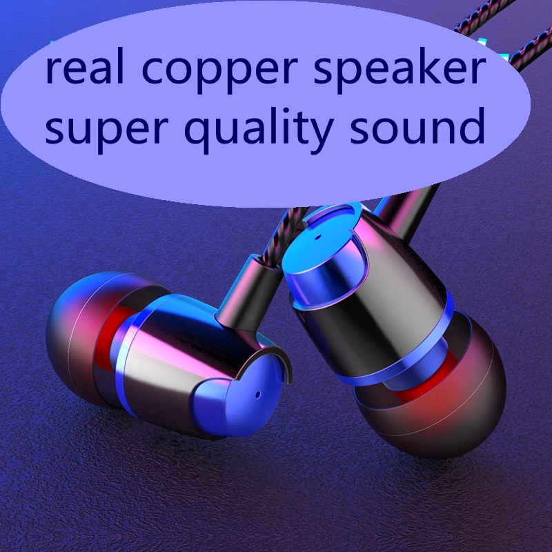Mobile phone ear buds wired metal handsfree in-ear with mic bass kulaklik earbud earphone for xiaomi huawei iphone 11 | Электроника