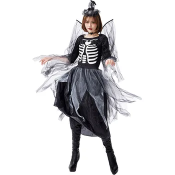 

Adult Zombie Skeleton Dark Angel Costume Women Halloween Party Dress-up