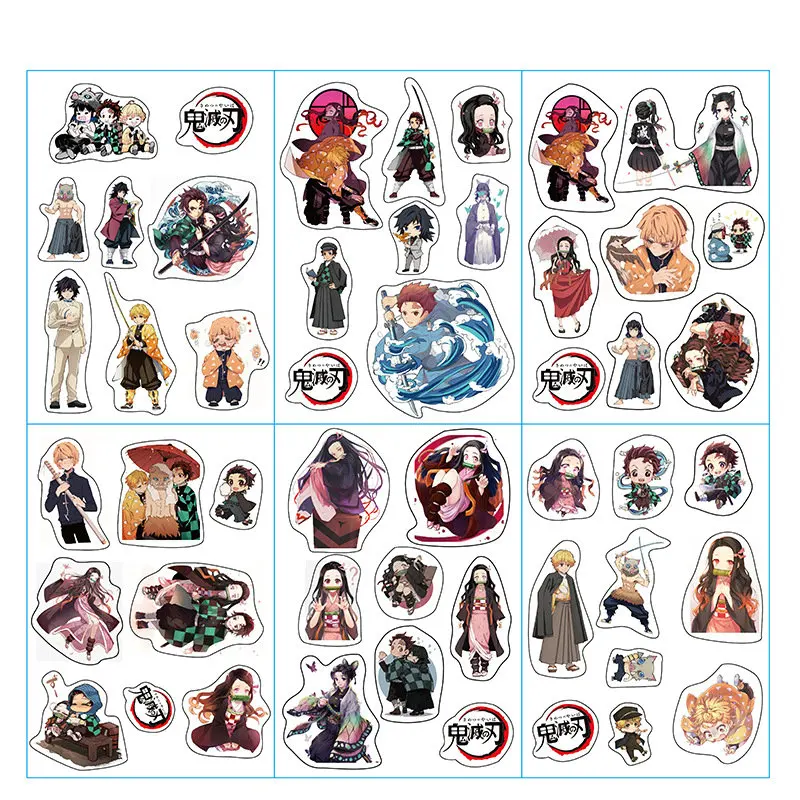 6 шт./лот аниме наклейки Demon Slayer Kimetsu no Yaiba стикеры Pegatinas набор классических игрушек