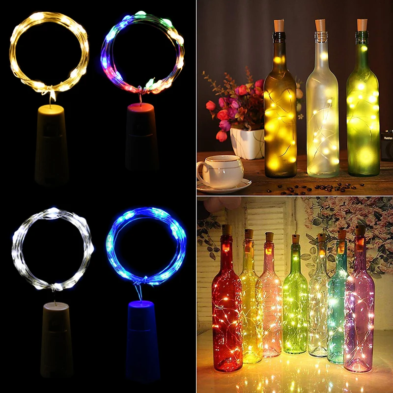 Décoration de bouteilles de vin pour fête danniversaire Guirlandes lumineuses de 2 m à 20 micro LED avec tournevis Lot de 14 éclairages en forme de bouchons de liège IBanana 