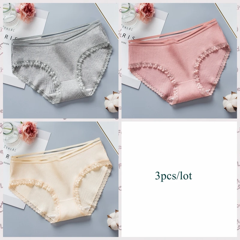 NA175-3pcs 3 шт., одноцветные бесшовные трусики, женские хлопковые трусы, удобные, средняя посадка, высокое качество, сексуальное кружевное женское нижнее белье, трусики для женщин - Цвет: NA175-3pcs