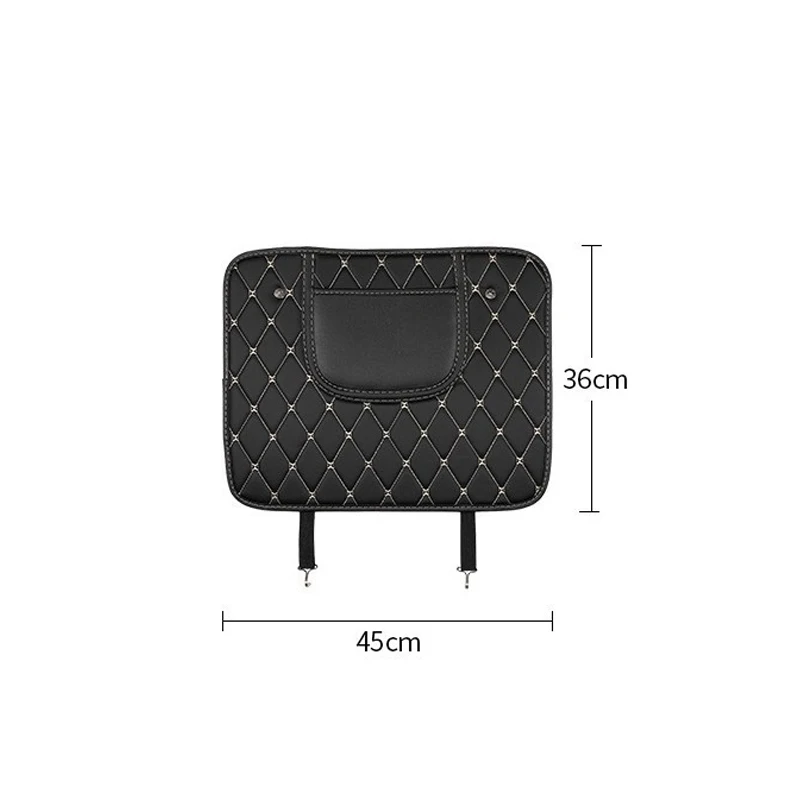 Leather Car Seat Back Protector & Storage Bag - Waterproof Anti-Kick Pad