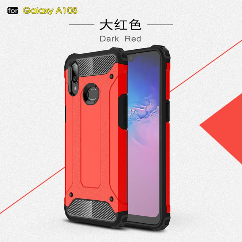 Золотой Стальной плюс два в одном противоударный чехол для телефона для samsung galaxy A50 A70 A40 A20 Note 8 9 10 S8 S9 S10 Plus - Цвет: Красный