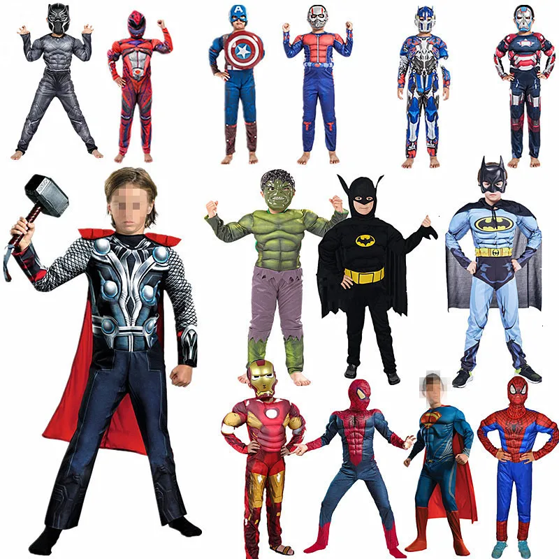

Captain America Avengers Cosplay Costume Boy Muscle Superhero Costume Spiderman Batman Superman Iron Man Captain Jumpsuit child