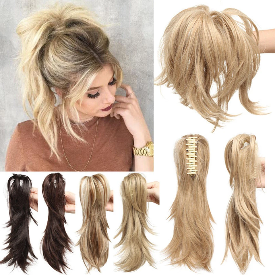 Fake Hair Extensions Women Synthetic High Temperature Fiber Long Wavy Claw Clip Ponytail