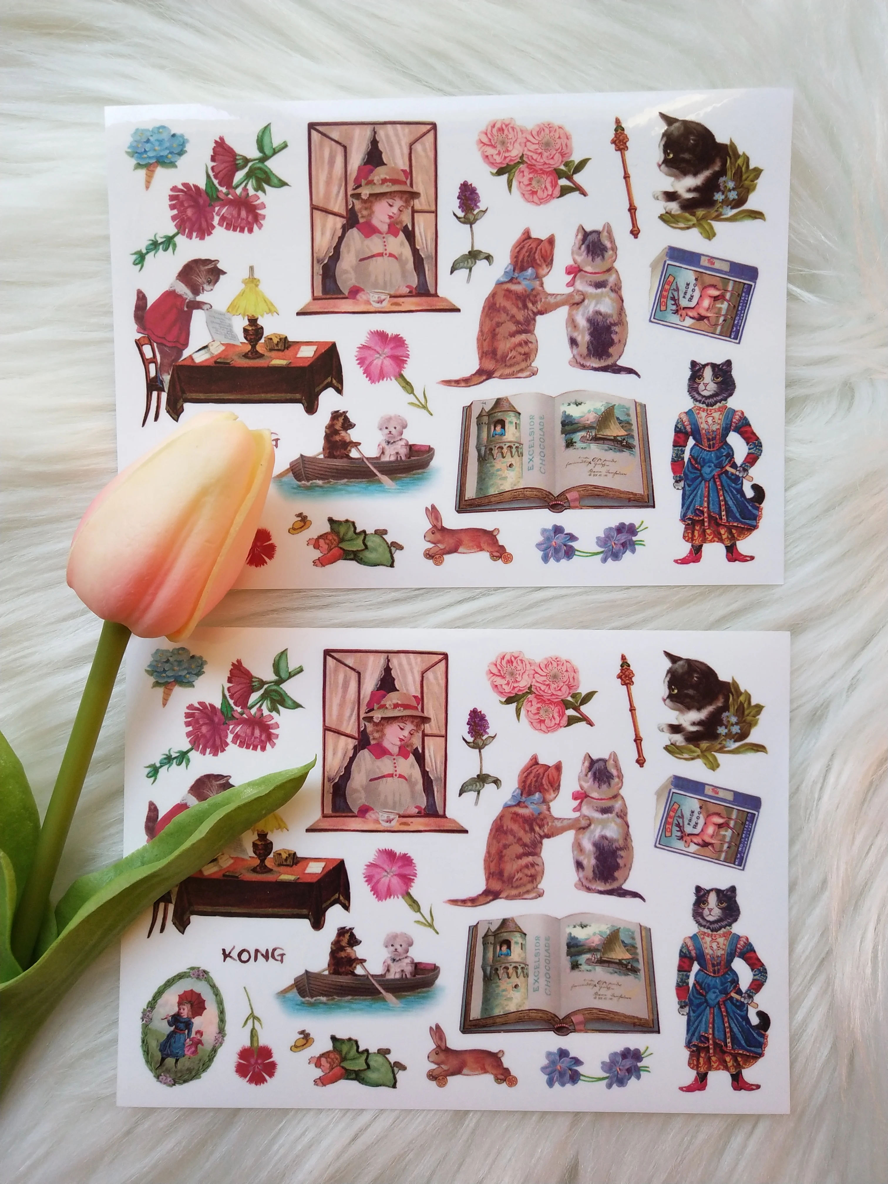 

WOKO 5 sheets Fairy Tale World Alice Magic Book Cartoon King Cat Deco Waterproof Stickers DIY Scrapbooking Photo Label Escolar