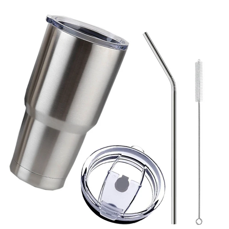 

Stainless Steel Tumbler Cup with Lid Straw 30 Oz Double Wall Vacuum Flask Insulated Beer Cup Drinking Thermoses Coffee