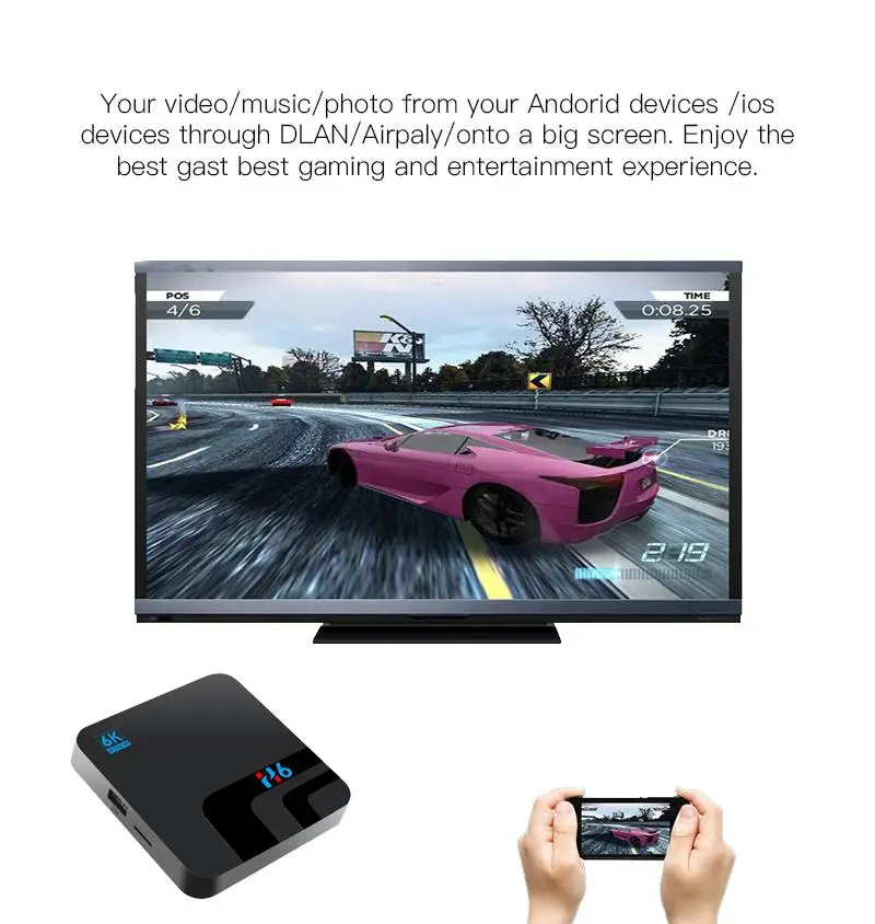 BEESCLOVER Android 9.0 Smart TV BOX 4G DDR3 32G EMMC ROM Set Top Box 6K 3D H.265 Wifi media player TV Receiver