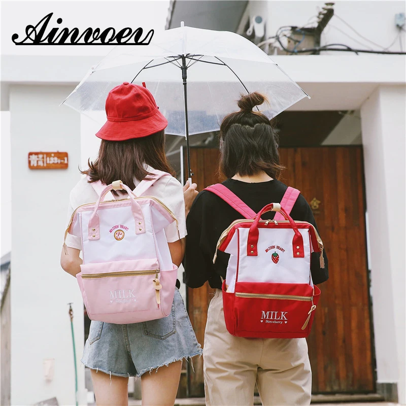 

Ainvoev 2019 Japanese Style Backpack Harajuku Cute School Backpacks for Teenage Girls Kawaii Strawberry Clip Laptop BackPack