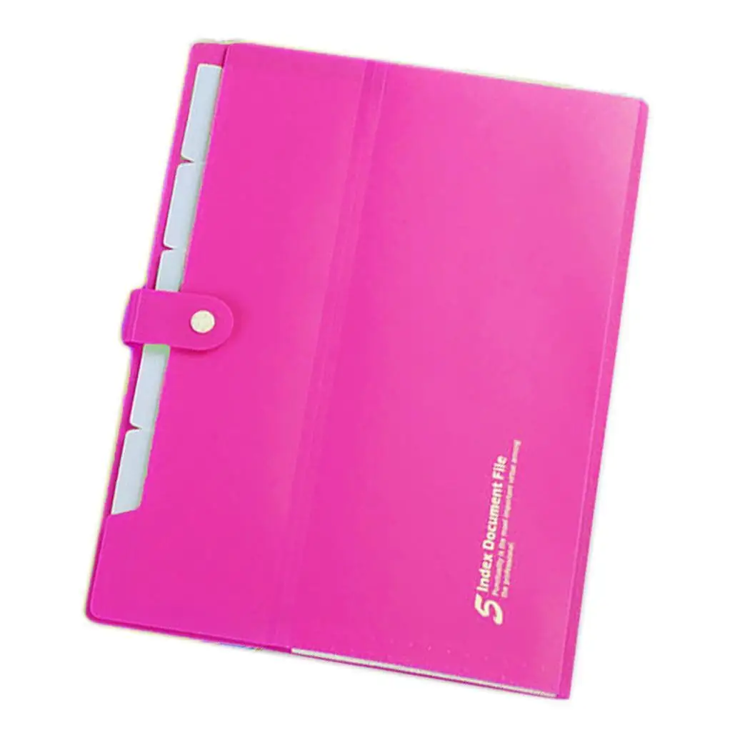 

Expanding File Folders Paper Organizer Document Solid Snap Closure Holder for 5 Pockets School Office A4