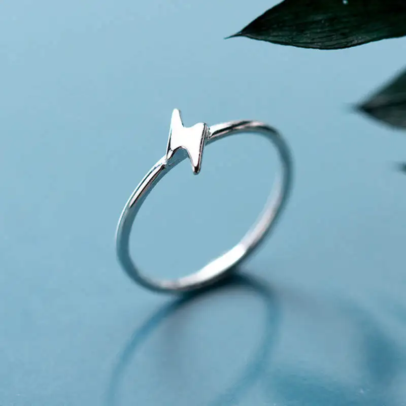 

The New 925 Sterling Silver Lightning Geometric Ring For Women Party Fashion Simple Ring Accessory Girl Lovely Chic Gift
