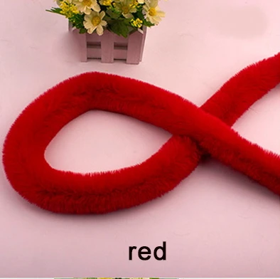 RED Ленты из меха кролика рекс пушистые ленты отделка DIY пуховик Декор шитье костюм ремесла 1y высокое качество - Цвет: RED