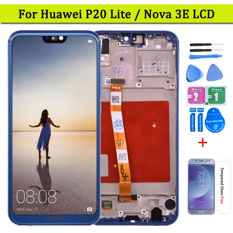 Для HUAWEI P20 Lite ЖК дисплей экран сенсорный панель дигитайзер сборка ANE LX1 LX3 Nova 3e Lcd
