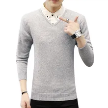 Мужской свитер, осенний зимний пуловер, студенческий Повседневный модный тонкий теплый свитер с v-образным вырезом, плюс размер, Корейская вязаная уличная одежда