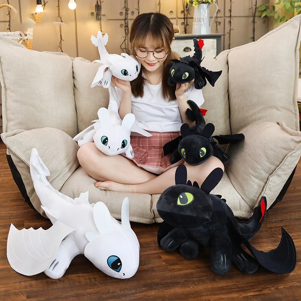 

25/30/40cm How to Train Your Dragon 3 Toothless Anime Figure Night Fury Light Fury Dragon Stuffed Toys for Kids Birthday Gift