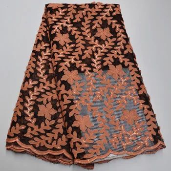 

French Sequins Tulle Lace Fabric 2020 High Quality African Lace Fabric Nigerian Mesh Lace Fabrics For Dress TG8-9