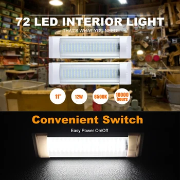 

2pcs Universal 12V 24V 12W 10000 Hours LED Interior Light Bar Dome Roof Ceiling Reading Lamp for RV Camper Trailer Trunk Boat