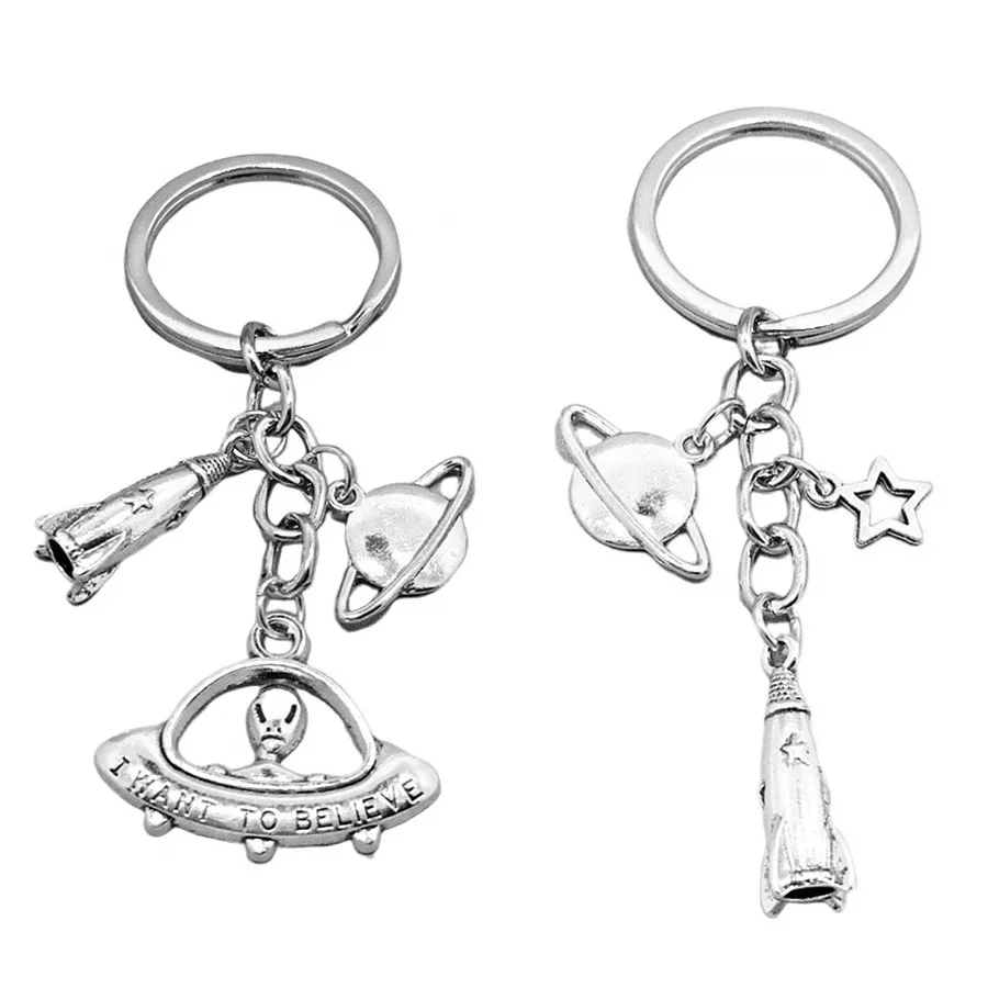 Astronomy Alien Keyring Spaceship Rocket Star Planet Astronaut Charm Keychain Creative Men Women Jewelry Best Friend Gift | Украшения и