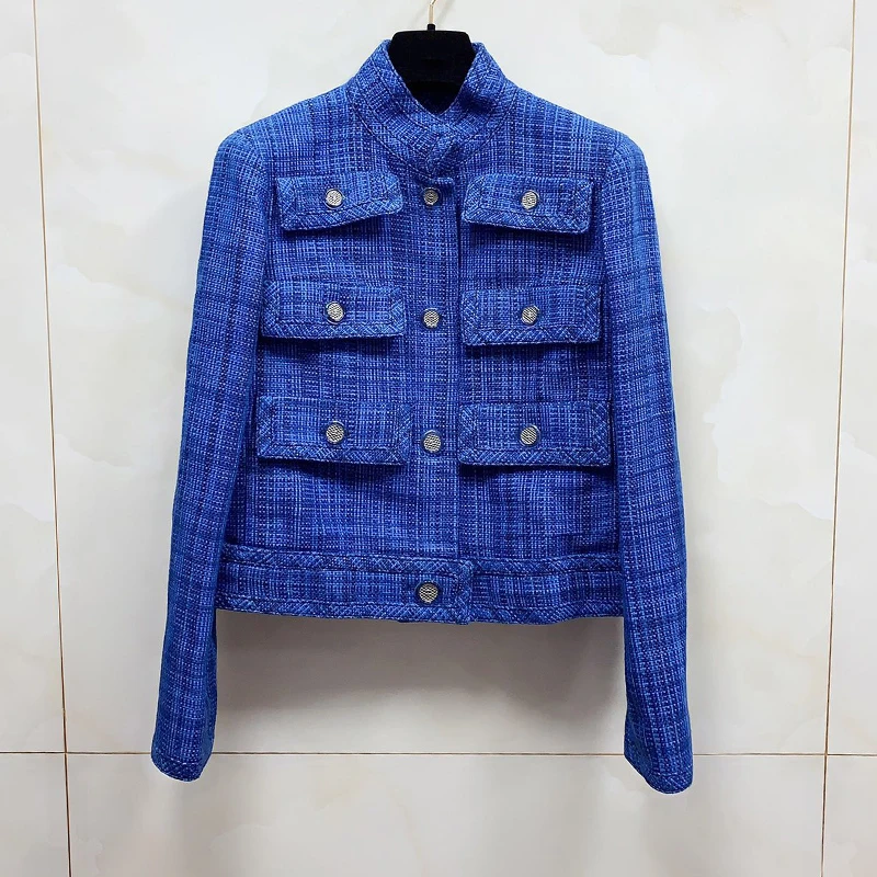 

Women Tweed Jacket Lady Fashion Spring Single Breasted Women Short Coat Elegant