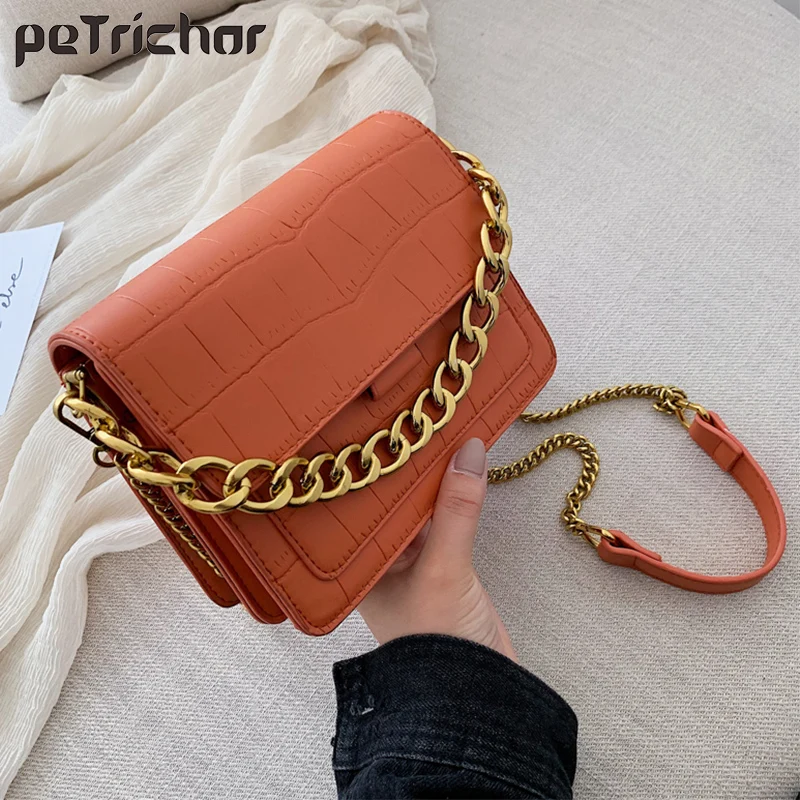 Brand Designer Chains Flap Bags For Women 2020 Fashion PU Leather Crossbody Shoulder Bag Female Handbag Purses Stone Pattern NEW | Багаж и