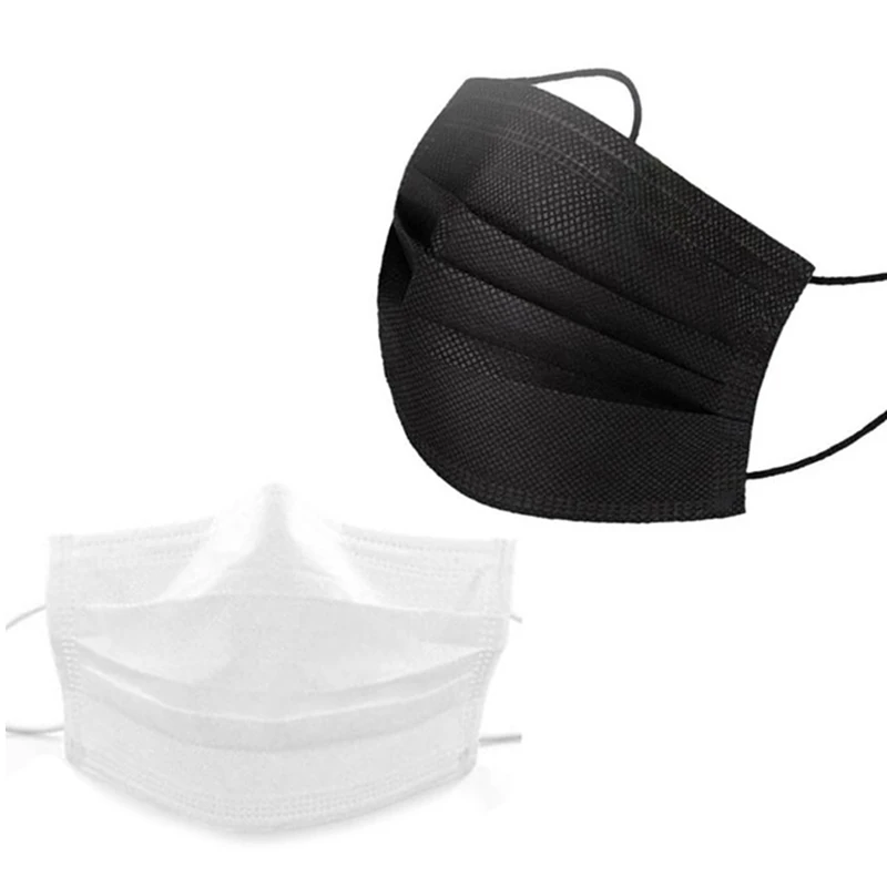 

50 White, 50 Black Disposable Dust Masks, Protective Breathable Civilian Three-Layer Non-Woven Masks
