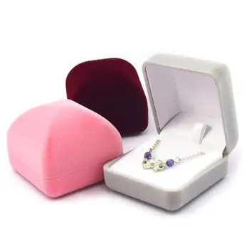 

3 Color Women Square Flannel Drum Top Jewellery Display Box Lady Ring Necklace Box