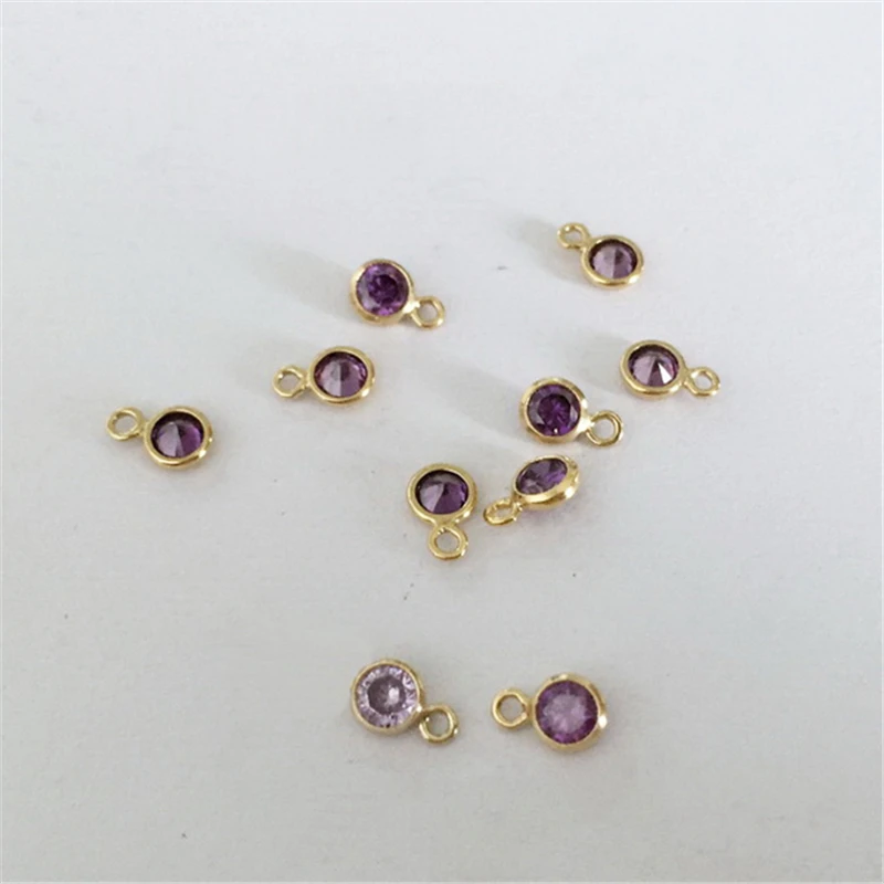 14K Gold Filled Birthstone Bezel Drop Charm 3MM Pendant AAA Zircon Charm For Necklace Earring DIY Jewelry Findings Accessories