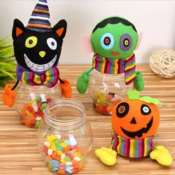Хэллоуин мультфильм прозрачные банки забавные дети пластиковая прозрачная Конфета Jar дети сахарные мешки вечерние украшения для детей