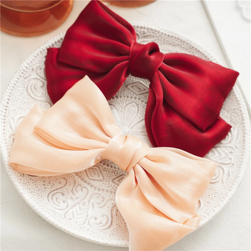 Новинка модная заколка для волос с большим бантом Милая Красная розовая детская