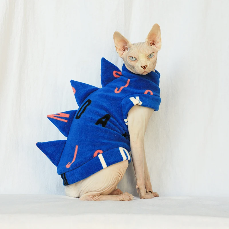 

Sphinx Pet Cat Clothes Shake Grain Cashmere Spring and Autumn Winter Warming Thick Dinosaurs Hairless Cats Special Sweater