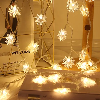

3M 20 LED Star Lamp Christmas Garland String Lights Fairy Curtain Light For New Year Party Bar Wedding Holiday Decoration