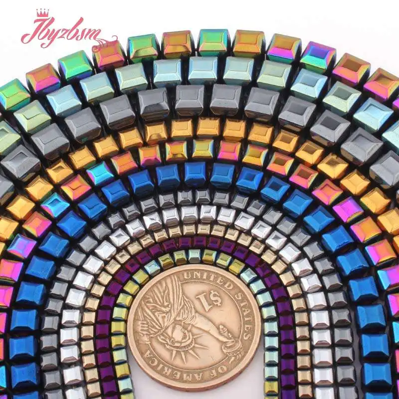 

Cube Square Hematite Beads 3,4,6,8mm Faceted No Magnetic Beads Natural Stone Beads For Women Men DIY Necklace Jewelry Making 15"