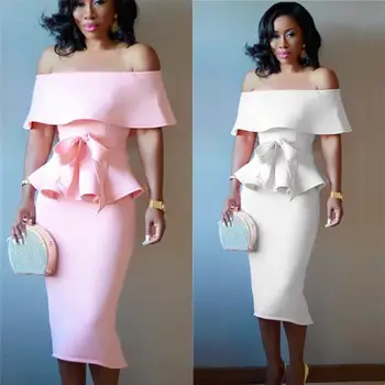 

Two Pieces Off Shoulder Evening Dresses Knee Length Formal Women Dress YSAN494