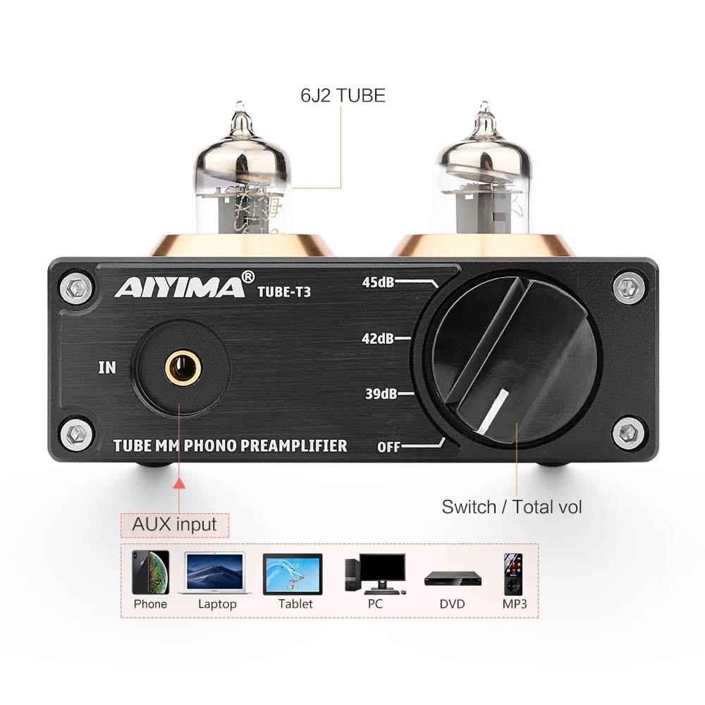 AIYIMA HiFi Предварительный усилитель аудио доска вакуумная трубка 6J2 Phono Preamp стерео фонограф Предварительный усилитель DIY для мощности звуковые усилители